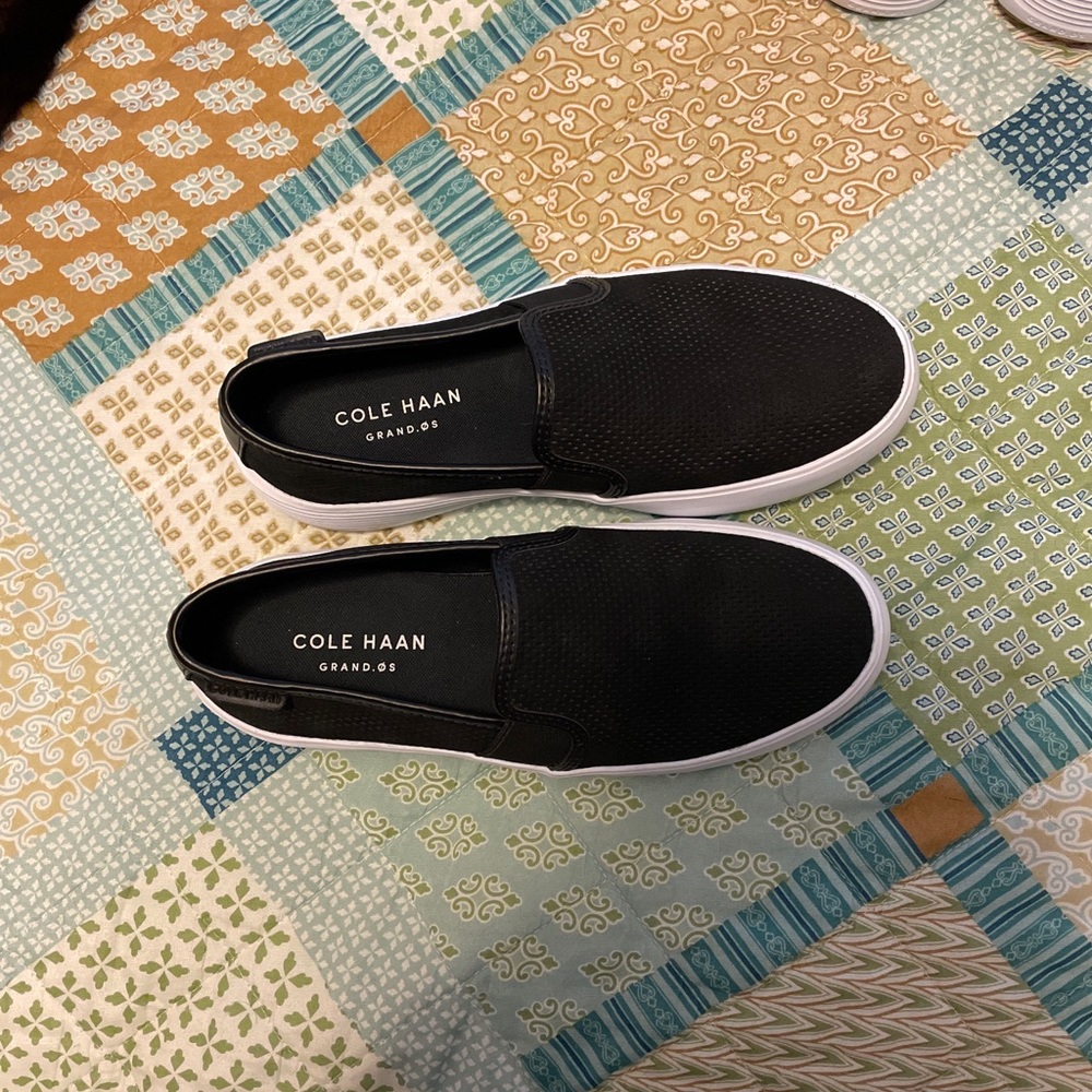 Cole Haan black slide on shoes